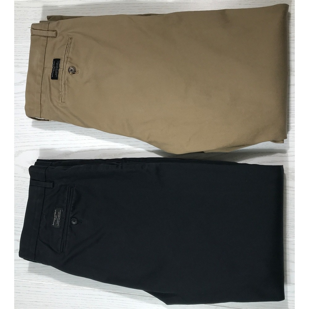 Banana Republic Flat Front Chino Pants Men 35x34 Emerson Black Brown Lot Of 2
